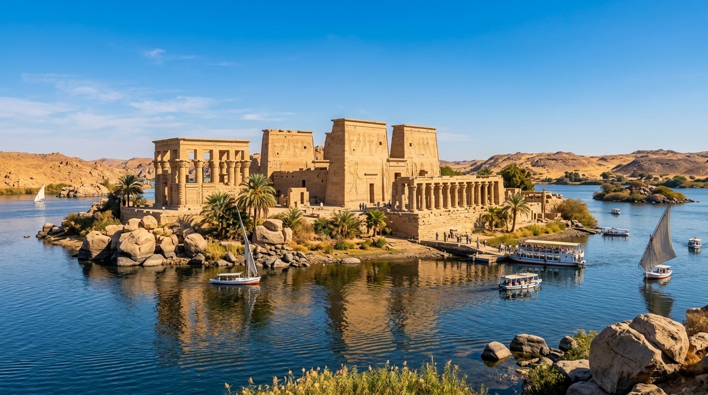معبد فيلة وجزيرة أجيليكا بالنيل